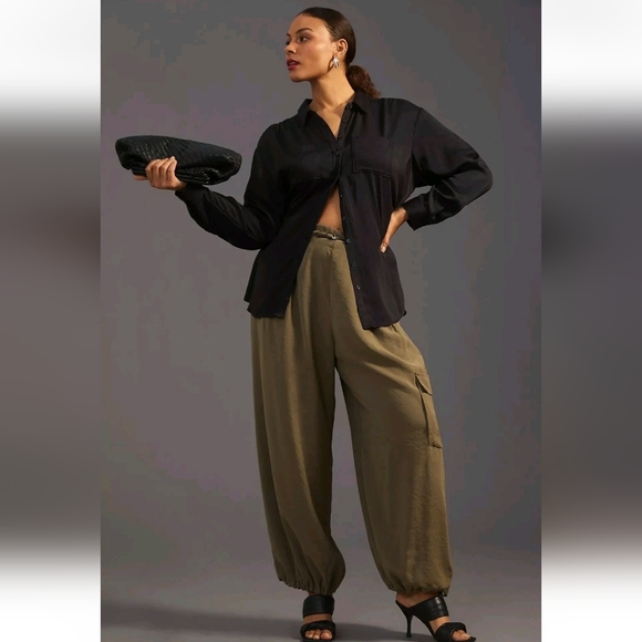 By Anthropologie Bungee Parachute Pant Sz M Green - Picture 2 of 16